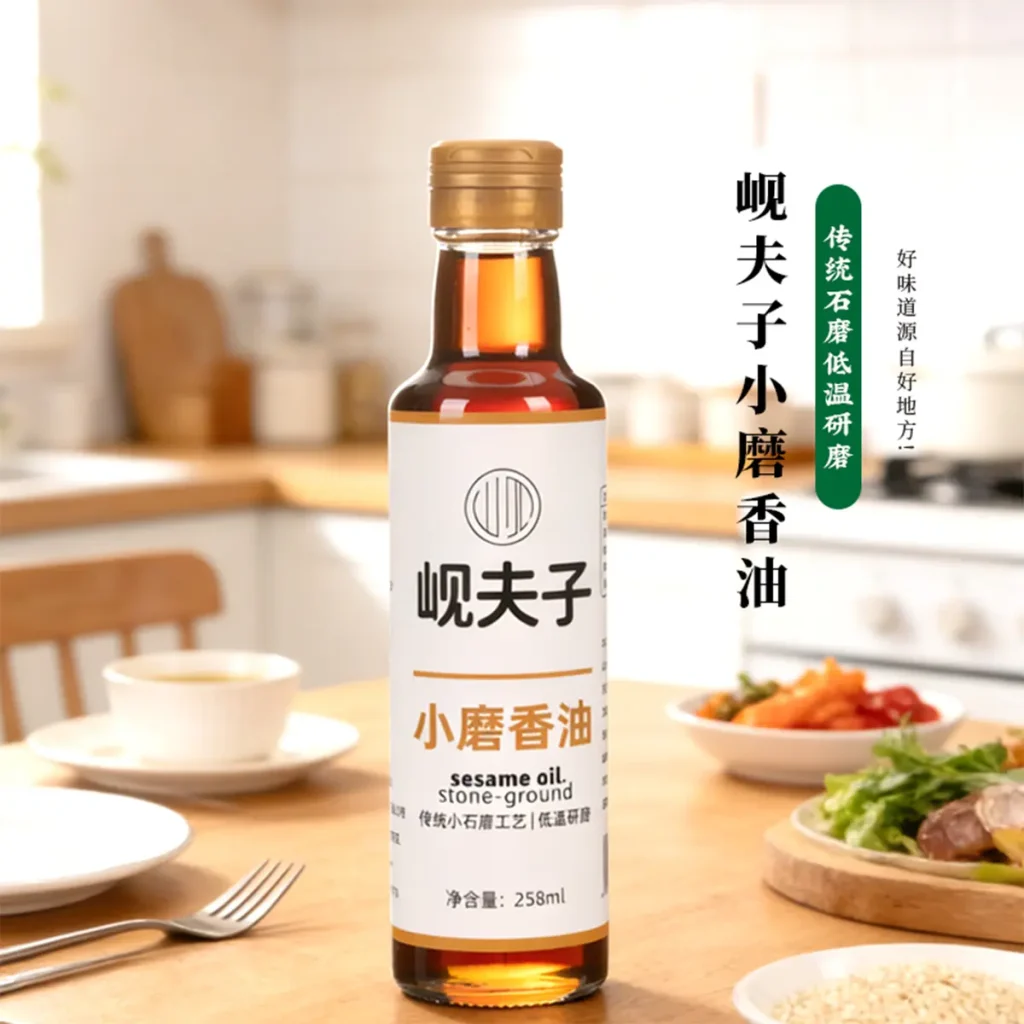 岘夫子 小磨ごま油 258ml 商品画像 岘夫子(けんふうし)小磨ごま油 258ml | 伝統石臼ひき製法の純粋ごま油